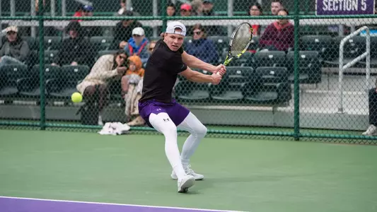 April 13, 2025, Evanston, IL: A match between Northwestern Men’s Tennis and Ohio State at the Vandy Christie Tennis Center in Evanston, IL on Sunday, April 13, 2025. (Photo by Colleen Charchut/Northwestern Athletics)