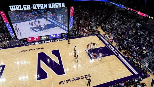 January 22, 2025, Evanston, IL: A game between Northwestern Men’s Basketball and Indiana at Welsh-Ryan Arena in Evanston, IL on Wednesday, January 22, 2025. (Photo by Ryan Kuttler/Northwestern Athletics)