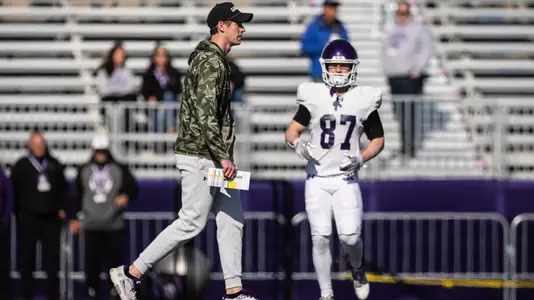 April 12, 2025, Evanston, IL: Members of the Northwestern Football team practice at Northwestern Medicine Field at Martin Stadium in Evanston, IL on Saturday, April 12, 2025. (Photo by Griffin Quinn/Northwestern Athletics)