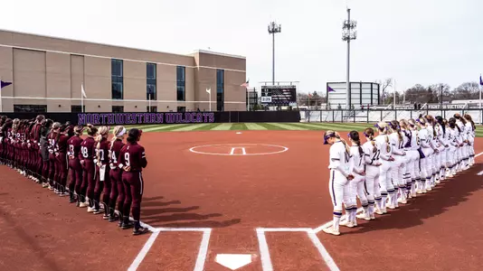 March 21, 2025, Evanston, IL: A game between Northwestern Softball and Mississippi State at Sharon J. Drysdale Field in Evanston, IL on Friday, March 21, 2025. (Photo by Ryan Kuttler/Northwestern Athletics)