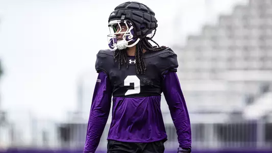 April 15, 2025, Evanston, IL: Members of the Northwestern Football team practice at Northwestern Medicine Field at Martin Stadium in Evanston, IL on Tuesday, April 15, 2025. (Photo by Griffin Quinn/Northwestern Athletics)