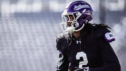 April 3, 2025, Evanston, IL: Members of the Northwestern Football team practice at Northwestern Medicine Field at Martin Stadium in Evanston, IL on Thursday, April 3, 2025. (Photo by Griffin Quinn/Northwestern Athletics)