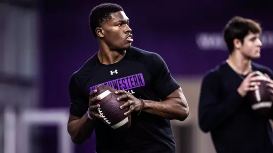 January 31, 2025, Evanston, IL: Members of the Northwestern Football team workout at Wilson Field at Ryan Fieldhouse in Evanston, IL on Friday, January 31, 2025. (Photo by Griffin Quinn/Northwestern Athletics)