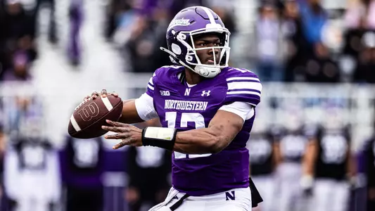 April 19, 2025, Evanston, IL: Members of the Northwestern Football team practice at Northwestern Medicine Field at Martin Stadium in Evanston, IL on Saturday, April 19, 2025. (Photo by Griffin Quinn/Northwestern Athletics)
