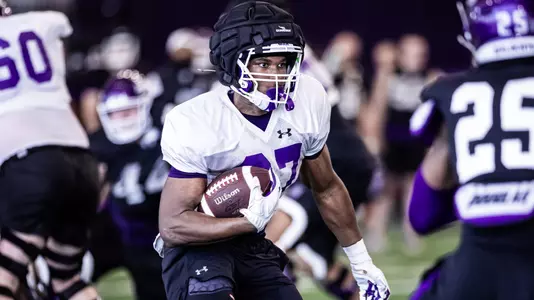 March 8, 2025, Evanston, IL: Members of the Northwestern Football team practice at Wilson Field at Ryan Fieldhouse in Evanston, IL on Saturday, March 8, 2025. (Photo by Griffin Quinn/Northwestern Athletics)