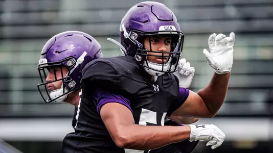 August 7, 2023, Evanston, IL: Northwestern Football fall camp practice at Hutcheson Field
in Evanston, IL Monday, August 7, 2023. (Photo by Griffin Quinn/Northwestern Athletics)