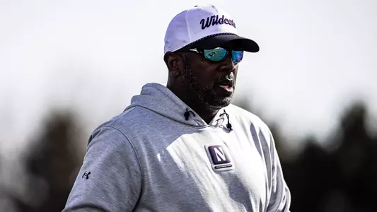 April 3, 2025, Evanston, IL: Members of the Northwestern Football team practice at Northwestern Medicine Field at Martin Stadium in Evanston, IL on Thursday, April 3, 2025. (Photo by Griffin Quinn/Northwestern Athletics)
