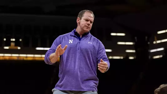December 3, 2024, Iowa City, IA: A game between Northwestern Men’s Basketball and Iowa at Carver-Hawkeye Arena in Iowa City, IA on Tuesday, December 3, 2024. (Photo by Ryan Kuttler/Northwestern Athletics)