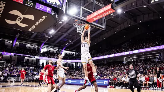 February 16, 2025, Evanston, IL: A game between Northwestern Men’s Basketball and Nebraska at Welsh-Ryan Arena in Evanston, IL on Sunday, February 16, 2025. (Photo by Griffin Quinn/Northwestern Athletics)