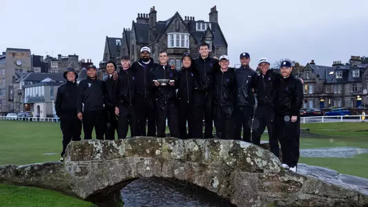 October 16, 2024, St Andrews, Scotland: Northwestern Men’s Golf competes in match play at the St Andrews Links Collegiate at the Old Course at St Andrews in St Andrews, Scotland on Wednesday, October 16, 2024. (Photo by Ryan Kuttler/Northwestern Athletics)