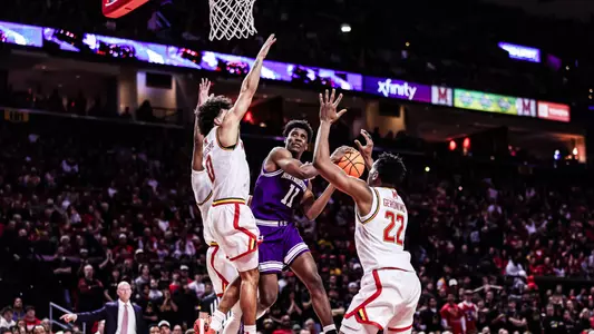 March 8, 2025, College Park, MD: A game between Northwestern Men’s Basketball and Maryland at XFINITY Center in College Park, MD on Saturday, March 8, 2025. (Photo by Joshua Sukoff/Northwestern Athletics)