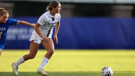 August 21, 2025, Durham, NC: A game between Northwestern Women’s Soccer and Duke at Koskinen Stadium in Durham, NC on Thursday, August 21, 2025. (Photo by Andy Mead/Northwestern Athletics)
