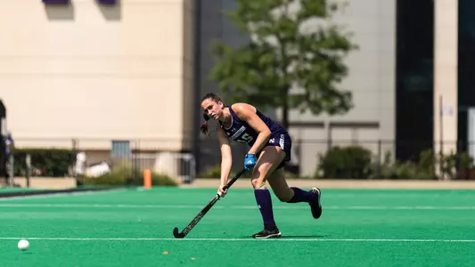 August 15, 2025, Evanston, IL: A game between Northwestern Field Hockey and Michigan at Lakeside Field in Evanston, IL on Friday, August 15, 2025. (Photo by Ryan Kuttler/Northwestern Athletics)