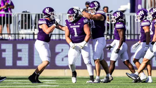 October 4, 2025, Evanston, IL: A game between Northwestern Football and ULM at Northwestern Medicine Field at Martin Stadium in Evanston, IL on Saturday, October 4, 2025. (Photo by Griffin Quinn/Northwestern Athletics)