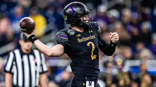 December 26, 2025, Detroit, MI: A game between Northwestern Football and Central Michigan during the Game Above Sports Bowl at Ford Field in Detroit, MI on Friday, December 26, 2025. (Photo by Ryan Kuttler/Northwestern Athletics)
