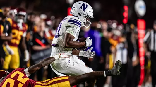 November 7, 2025, Los Angeles, CA: A game between Northwestern Football and the University of Southern California at The Los Angeles Memorial Coliseum in Los Angeles, CA on Friday, November 7, 2025. (Photo by Ryan Kuttler/Northwestern Athletics)