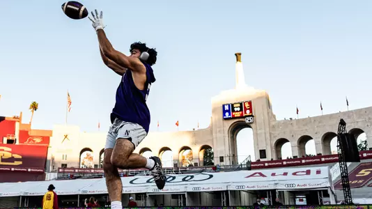 November 7, 2025, Los Angeles, CA: A game between Northwestern Football and the University of Southern California at The Los Angeles Memorial Coliseum in Los Angeles, CA on Friday, November 7, 2025. (Photo by Ryan Kuttler/Northwestern Athletics)