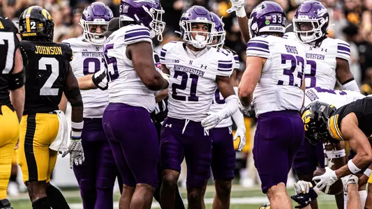 October 26, 2024, Iowa City, IA: A game between Northwestern Football and Iowa at Kinnick Stadium in Iowa City, IA on Saturday, October 26, 2024. (Photo by Griffin Quinn/Northwestern Athletics)