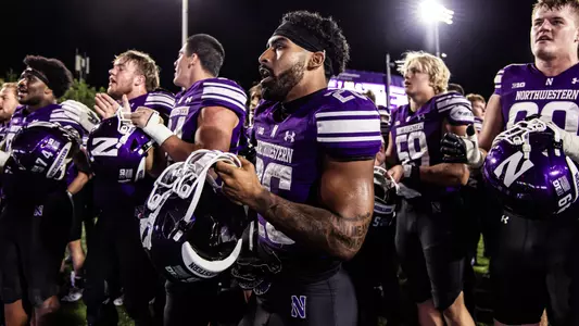 September 5, 2025, Evanston, IL: A game between Northwestern Football and Western Illinois at Northwestern Medicine Field at Martin Stadium in Evanston, IL on Friday, September 5, 2025. (Photo by Mary Grace Grabill/Northwestern Athletics)