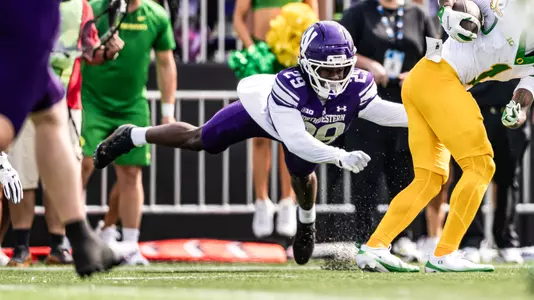 September 13, 2025, Evanston, IL: A game between Northwestern Football and Oregon at Northwestern Medicine Field at Martin Stadium in Evanston, IL on Saturday, September 13, 2025. (Photo by Ryan Kuttler/Northwestern Athletics)