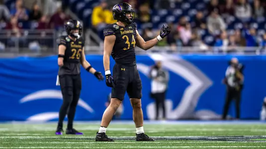 December 26, 2025, Detroit, MI: A game between Northwestern Football and Central Michigan during the Game Above Sports Bowl at Ford Field in Detroit, MI on Friday, December 26, 2025. (Photo by Kailey Zagst/Northwestern Athletics)