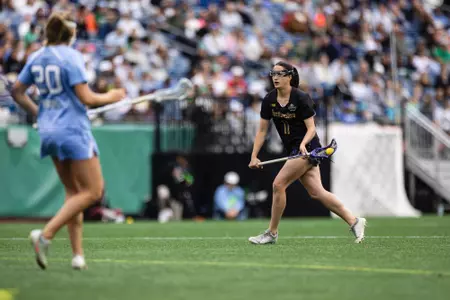 May 25, 2025, Foxborough, MA: A game between Northwestern Lacrosse and North Carolina during the of the 2025 NCAA Women’s Lacrosse Championship Game at Gillette Stadium in Foxborough, MA on Sunday, May 25, 2025. (Photo by Allison Mize/Northwestern Athletics)