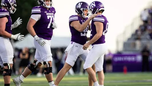 October 4, 2025, Evanston, IL: A game between Northwestern Football and ULM at Northwestern Medicine Field at Martin Stadium in Evanston, IL on Saturday, October 4, 2025. (Photo by Griffin Quinn/Northwestern Athletics)