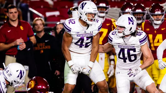 November 7, 2025, Los Angeles, CA: A game between Northwestern Football and the University of Southern California at The Los Angeles Memorial Coliseum in Los Angeles, CA on Friday, November 7, 2025. (Photo by Griffin Quinn/Northwestern Athletics)