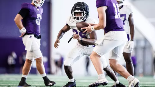 November 3, 2025, Evanston, IL: Northwestern Football practices at Wilson Field at Ryan Fieldhouse in Evanston, IL on Monday, November 3, 2025. (Photo by Griffin Quinn/Northwestern Athletics)