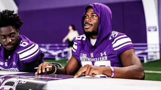 August 23, 2025, Evanston, IL: Northwestern Football hosts a Meet the Team Night event in Ryan Fieldhouse at Walter Athletics Center in Evanston, IL on Saturday, August 23, 2025. (Photo by Griffin Quinn/Northwestern Athletics)
