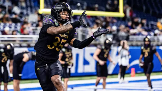 December 26, 2025, Detroit, MI: A game between Northwestern Football and Central Michigan during the Game Above Sports Bowl at Ford Field in Detroit, MI on Friday, December 26, 2025. (Photo by Kailey Zagst/Northwestern Athletics)