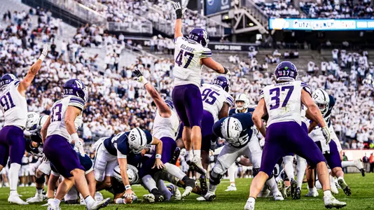 October 11, 2025, University Park, PA: A game between Northwestern Football and Penn State at Beaver Stadium in University Park, PA on Saturday, October 11, 2025. (Photo by Jordan Herald/Northwestern Athletics)