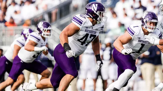 October 11, 2025, University Park, PA: A game between Northwestern Football and Penn State at Beaver Stadium in University Park, PA on Saturday, October 11, 2025. (Photo by Griffin Quinn/Northwestern Athletics)