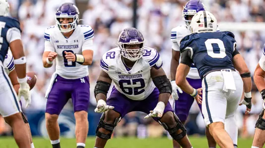 October 11, 2025, State College, PA: A game between Northwestern Football and Penn State at Beaver Stadium in State College, PA on Saturday, October 11, 2025. (Photo by Ryan Kuttler/Northwestern Athletics)