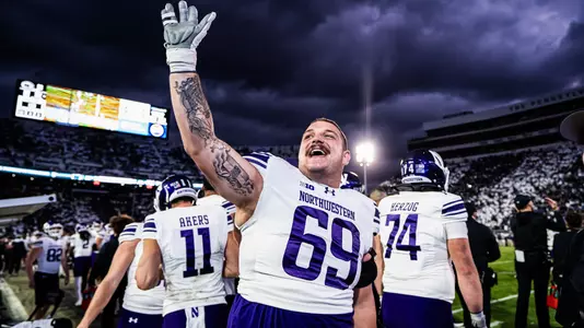 October 11, 2025, University Park, PA: A game between Northwestern Football and Penn State at Beaver Stadium in University Park, PA on Saturday, October 11, 2025. (Photo by Jordan Herald/Northwestern Athletics)