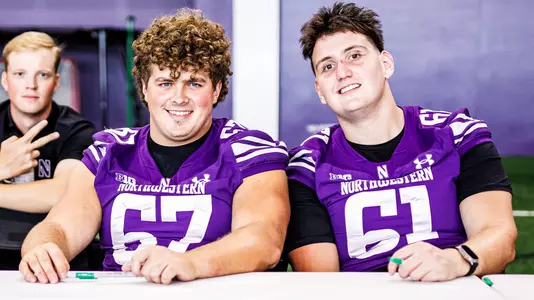 August 23, 2025, Evanston, IL: Northwestern Football hosts a Meet the Team Night event in Ryan Fieldhouse at Walter Athletics Center in Evanston, IL on Saturday, August 23, 2025. (Photo by Griffin Quinn/Northwestern Athletics)