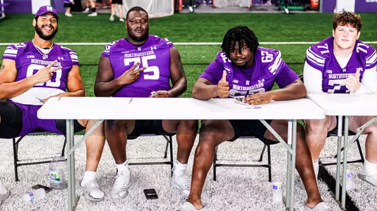 August 23, 2025, Evanston, IL: Northwestern Football hosts a Meet the Team Night event in Ryan Fieldhouse at Walter Athletics Center in Evanston, IL on Saturday, August 23, 2025. (Photo by Griffin Quinn/Northwestern Athletics)