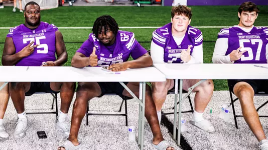 August 23, 2025, Evanston, IL: Northwestern Football hosts a Meet the Team Night event in Ryan Fieldhouse at Walter Athletics Center in Evanston, IL on Saturday, August 23, 2025. (Photo by Griffin Quinn/Northwestern Athletics)