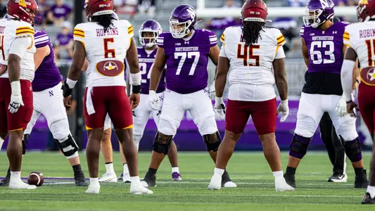 October 4, 2025, Evanston, IL: A game between Northwestern Football and ULM at Northwestern Medicine Field at Martin Stadium in Evanston, IL on Saturday, October 4, 2025. (Photo by Griffin Quinn/Northwestern Athletics)