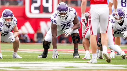 October 25, 2025, Lincoln, NE: A game between Northwestern Football and Nebraska at Memorial Stadium in Lincoln, NE on Saturday, October 25, 2025. (Photo by Griffin Quinn/Northwestern Athletics)