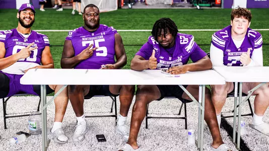 August 23, 2025, Evanston, IL: Northwestern Football hosts a Meet the Team Night event in Ryan Fieldhouse at Walter Athletics Center in Evanston, IL on Saturday, August 23, 2025. (Photo by Griffin Quinn/Northwestern Athletics)