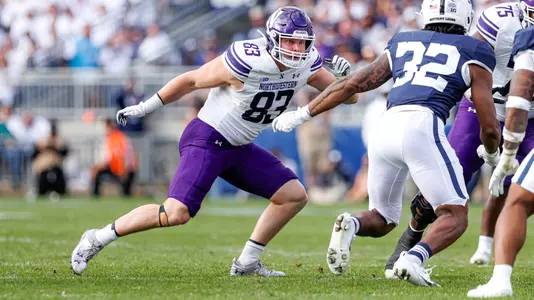 October 11, 2025, University Park, PA: A game between Northwestern Football and Penn State at Beaver Stadium in University Park, PA on Saturday, October 11, 2025. (Photo by Griffin Quinn/Northwestern Athletics)
