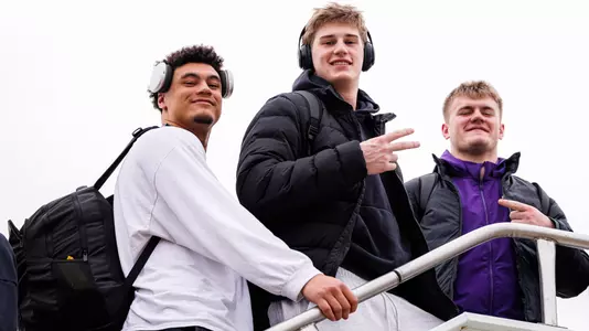 December 22, 2025, Chicago, IL: Northwestern Football travels to Detroit for the 2025 GameAbove Sports Bowl from O’Hare International Airport in Chicago, IL on Monday, December 22, 2025. (Photo by Griffin Quinn/Northwestern Athletics)