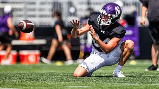 August 9, 2025, Evanston, IL: Northwestern Football practices at Northwestern Medicine Field at Martin Stadium in Evanston, IL on Saturday, August 9, 2025. (Photo by Griffin Quinn/Northwestern Athletics)