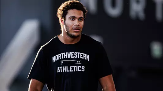 February 13, 2026, Evanston, IL: Members of the Northwestern Football team workout at Wilson Field at Walter Athletics Center in Evanston, IL on Friday, February 13, 2026. (Photo by Griffin Quinn/Northwestern Athletics)