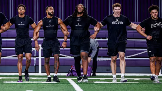 February 13, 2026, Evanston, IL: Members of the Northwestern Football team workout at Wilson Field at Walter Athletics Center in Evanston, IL on Friday, February 13, 2026. (Photo by Griffin Quinn/Northwestern Athletics)