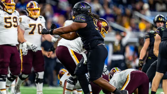 December 26, 2025, Detroit, MI: A game between Northwestern Football and Central Michigan during the Game Above Sports Bowl at Ford Field in Detroit, MI on Friday, December 26, 2025. (Photo by Ryan Kuttler/Northwestern Athletics)