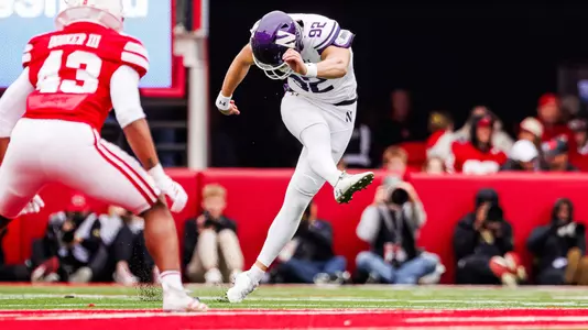 October 25, 2025, Lincoln, NE: A game between Northwestern Football and Nebraska at Memorial Stadium in Lincoln, NE on Saturday, October 25, 2025. (Photo by Griffin Quinn/Northwestern Athletics)