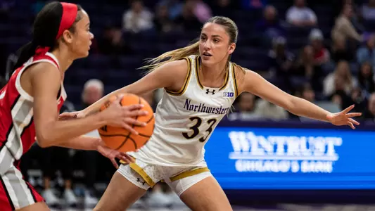 December 7, 2025, Evanston, IL: A game between Northwestern Women’s Basketball and Ohio State at Welsh-Ryan Arena in Evanston, IL on Sunday, December 7, 2025. (Photo by Ryan Kuttler/Northwestern Athletics)