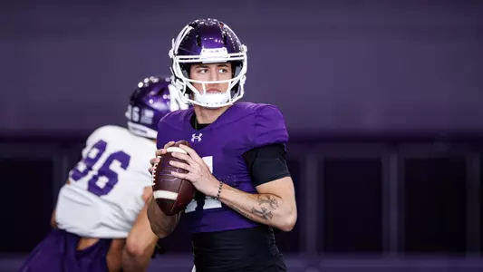 March 14, 2026, Evanston, IL: Members of the Northwestern Football team practice at Wilson Field at Ryan Fieldhouse in Evanston, IL on Saturday, March 14, 2026. (Photo by Griffin Quinn/Northwestern Athletics)